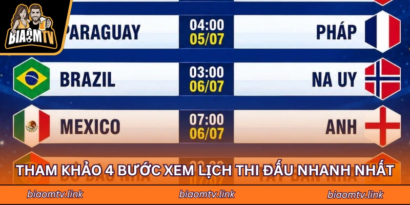 Tham khảo 4 bước xem lịch thi đấu nhanh nhất
