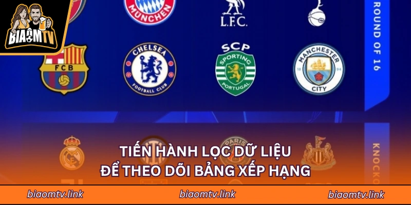 Tiến hành lọc dữ liệu để theo dõi bảng xếp hạng